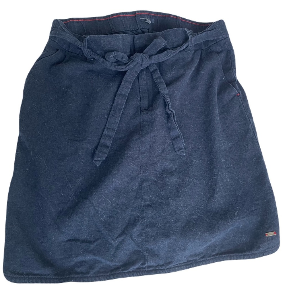 Chic Navy A-Line Skirt with Tie-Front